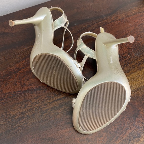 Gold Strappy Stiletto High Heels -adjustable strap - Picture 6 of 8